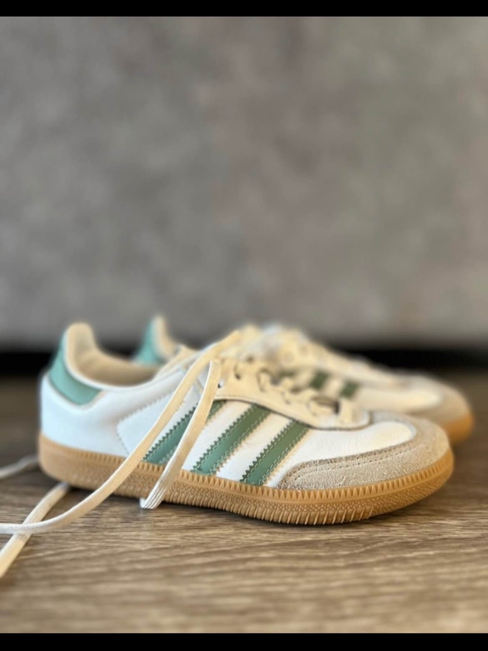 Classic Three-Stripe Sneakers in White and Mint